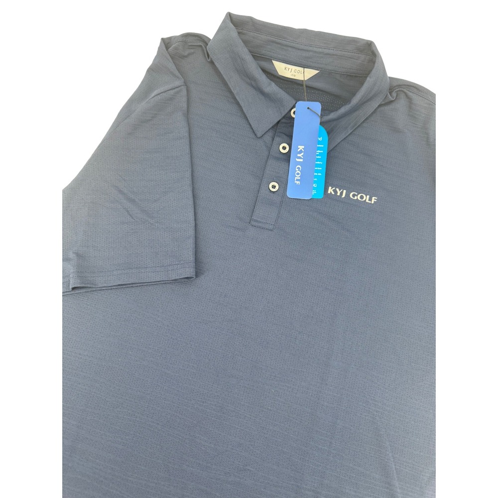 KYJ (Kim Young Joo) Golf Mens Navy Blue Performance Polo Shirt Size 110 L NWT - Picture 7 of 8